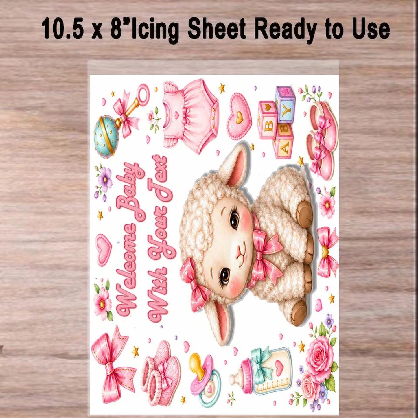 It's A Girl Custom Edible Image Cake Topper  - Baby Shower - 1/4 Icing Sheet ready to use precut