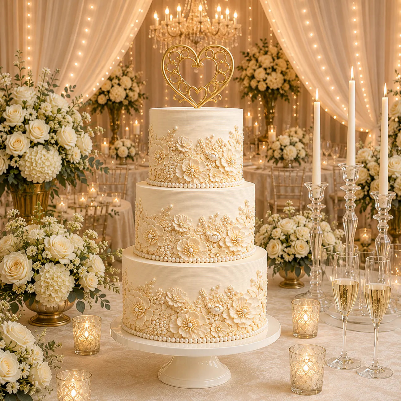 Ivory Wedding Custom Edible Image Cake Wrap – Seamless Icing Sheet - RA Pape Celebration