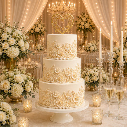 Ivory Wedding Custom Edible Image Cake Wrap – Seamless Icing Sheet - RA Pape Celebration