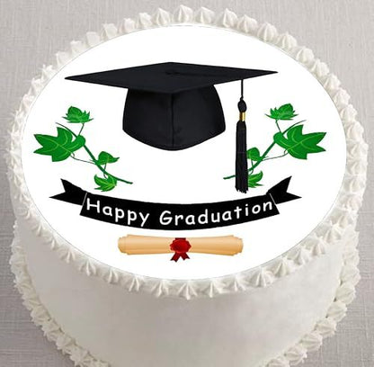 Custom Edible Cake Topper – Ivy League Graduation Edible Design – Pre-cut 8" Round Icing Sheet – RA Pape