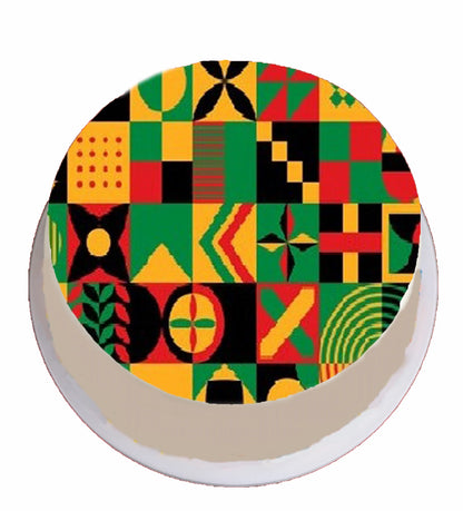 Custom Edible Cake Topper – Juneteenth Bold and Beautiful Design – Pre-cut 8" Round Icing Sheet – RA Pape