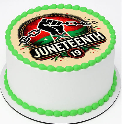 Juneteenth Breaking the Chains Edible Image Cake Topper Easy to Apply