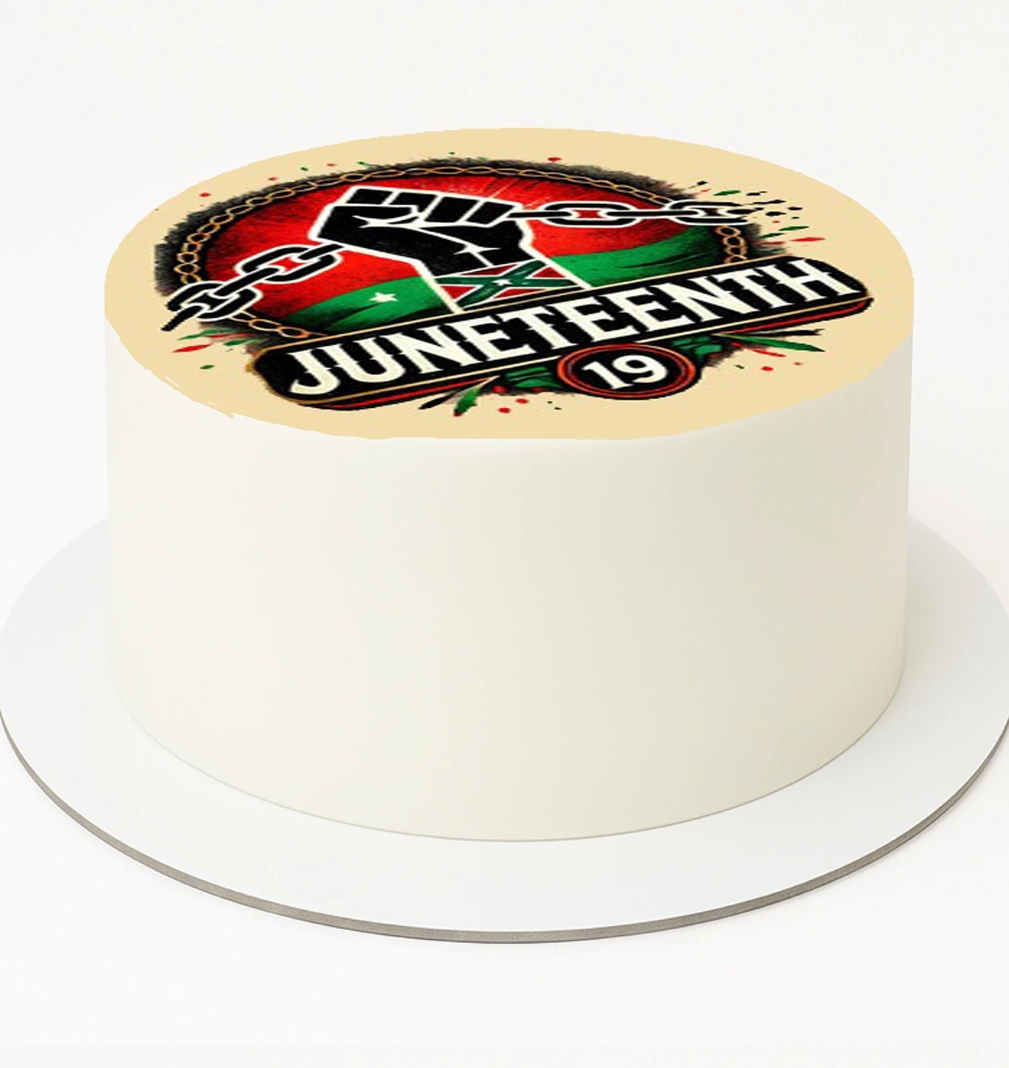 Edible Icing Image Cake Topper with Juneteenth Breaking the Chains themed decoration