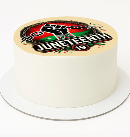 Edible Icing Image Cake Topper with Juneteenth Breaking the Chains themed decoration
