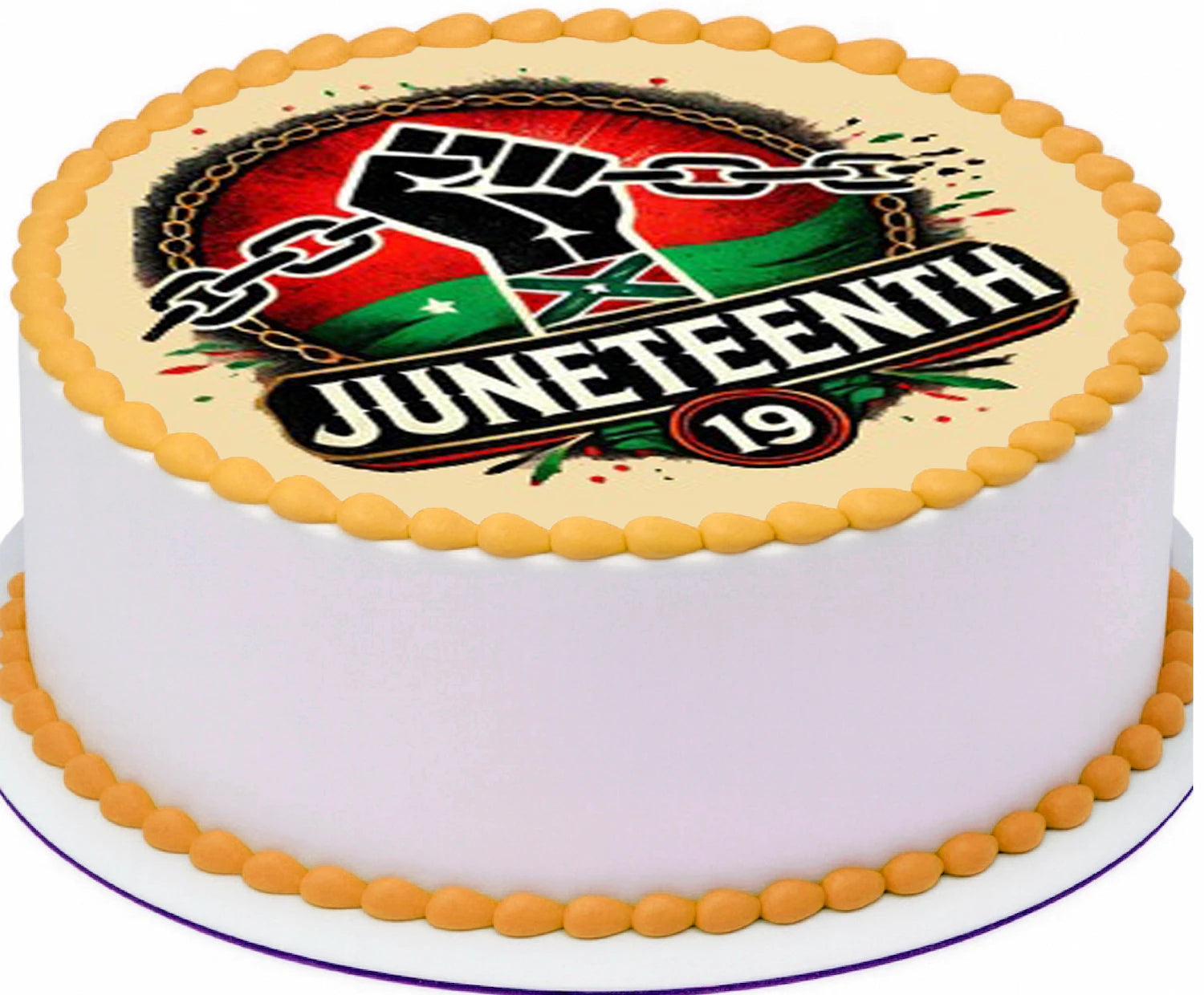 Edible Icing Images Cake Topper with Juneteenth Breaking the Chains-themed decoration