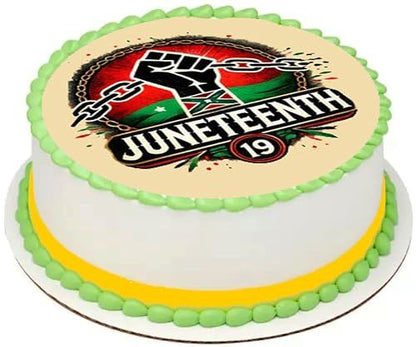 Juneteenth Breaking the chains Edible Image Sheet Cake Topper - Precut Easy To Use