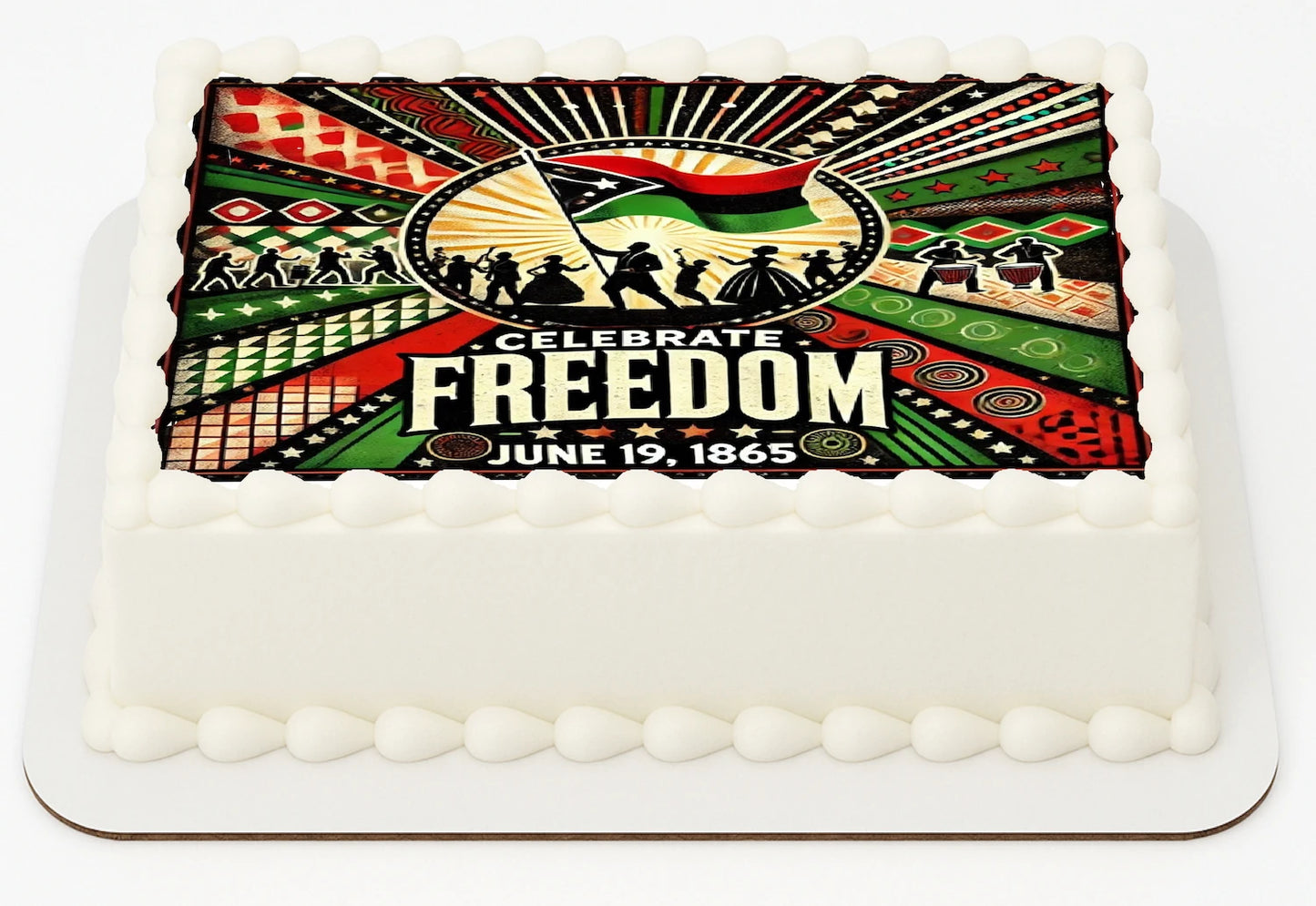 Juneteenth Celebrate Freedom Edible Icing Image Sheet Cake Topper