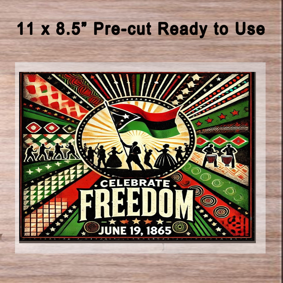 Juneteenth Celebrate Freedom Edible Image Cake Topper – 1/4 Icing Sheet - 9 x 13 Cake