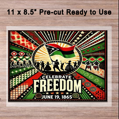 Juneteenth Celebrate Freedom Edible Image Cake Topper – 1/4 Icing Sheet - 9 x 13 Cake