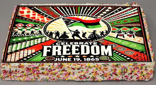 Juneteenth Celebrate Freedom Edible Image Sheet Cake Topper - Precut Easy To Use