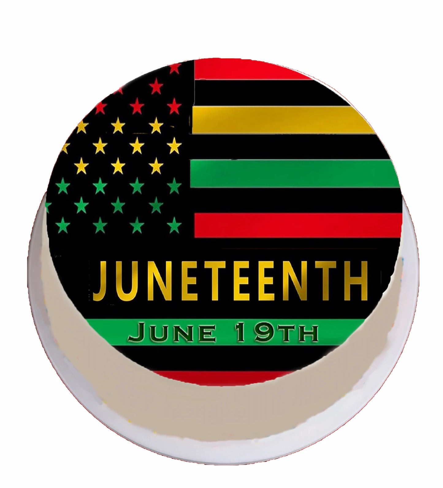 Juneteenth Pride Flag Edible Icing Image Cake Topper
