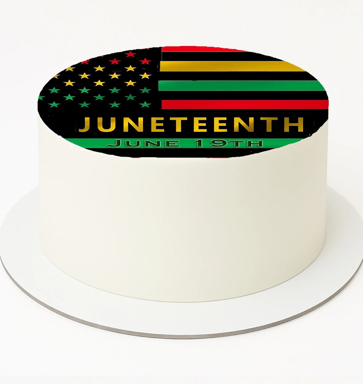 Edible Icing Image Cake Topper with Juneteenth Pride Flag themed decoration