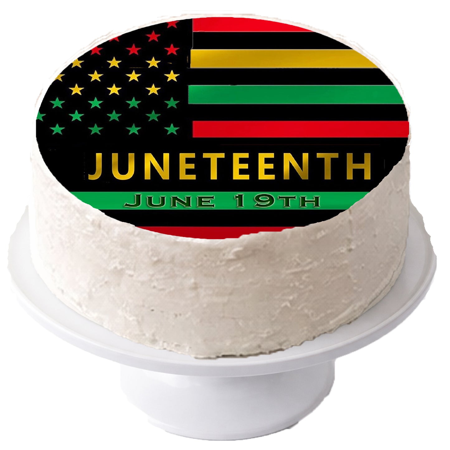 Juneteenth Pride flag Edible Image Cake Topper – Pre-cut 8" Round Icing Sheet Easy to Use