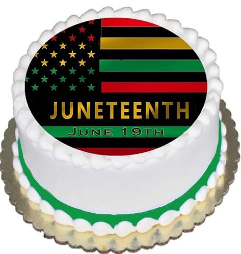 Juneteenth Pride flagEdible Image Sheet Cake Topper - Precut Easy To Use
