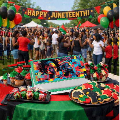 Juneteenth Strong and Powerful Edible Image Cake Topper – Celebration