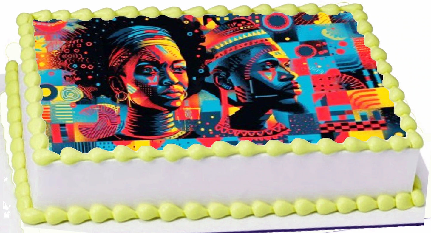 Edible Icing Images Sheet Cake Topper with Juneteenth Strong and Powerful-themed decoration