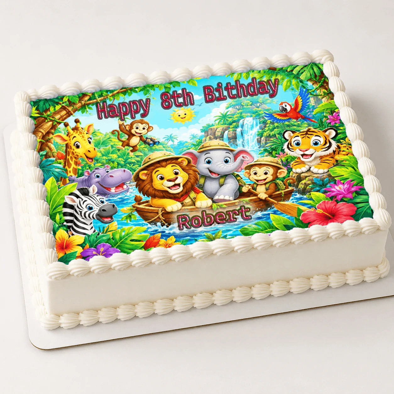 Jungle Safari Birthday Edible Image Cake Topper - 1/4 Icing Sheet - RA Pape