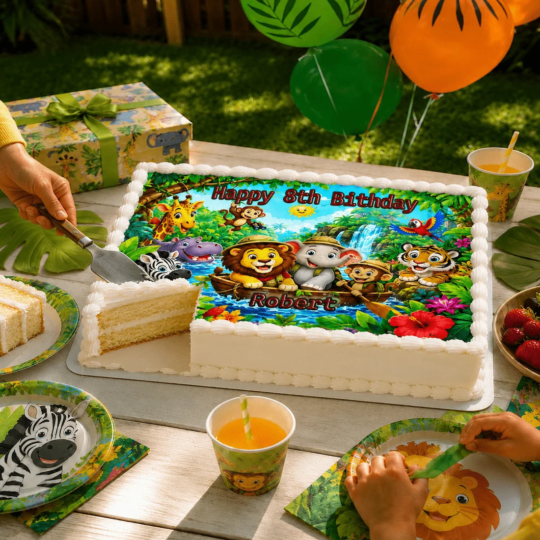 Party withJungle Safari Birthday Edible Image Cake Topper - 1/4 Icing Sheet - RA Pape