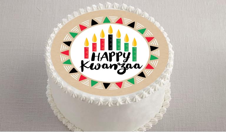 Edible Icing Images Cake Topper with Kwanzaa-themed decoration
