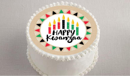 Edible Icing Images Cake Topper with Kwanzaa-themed decoration