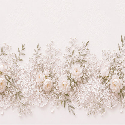 Lace and Baby’s Breath Wedding Custom Edible Image Cake Wrap – Seamless Icing Sheet - RA Pape Up close looking