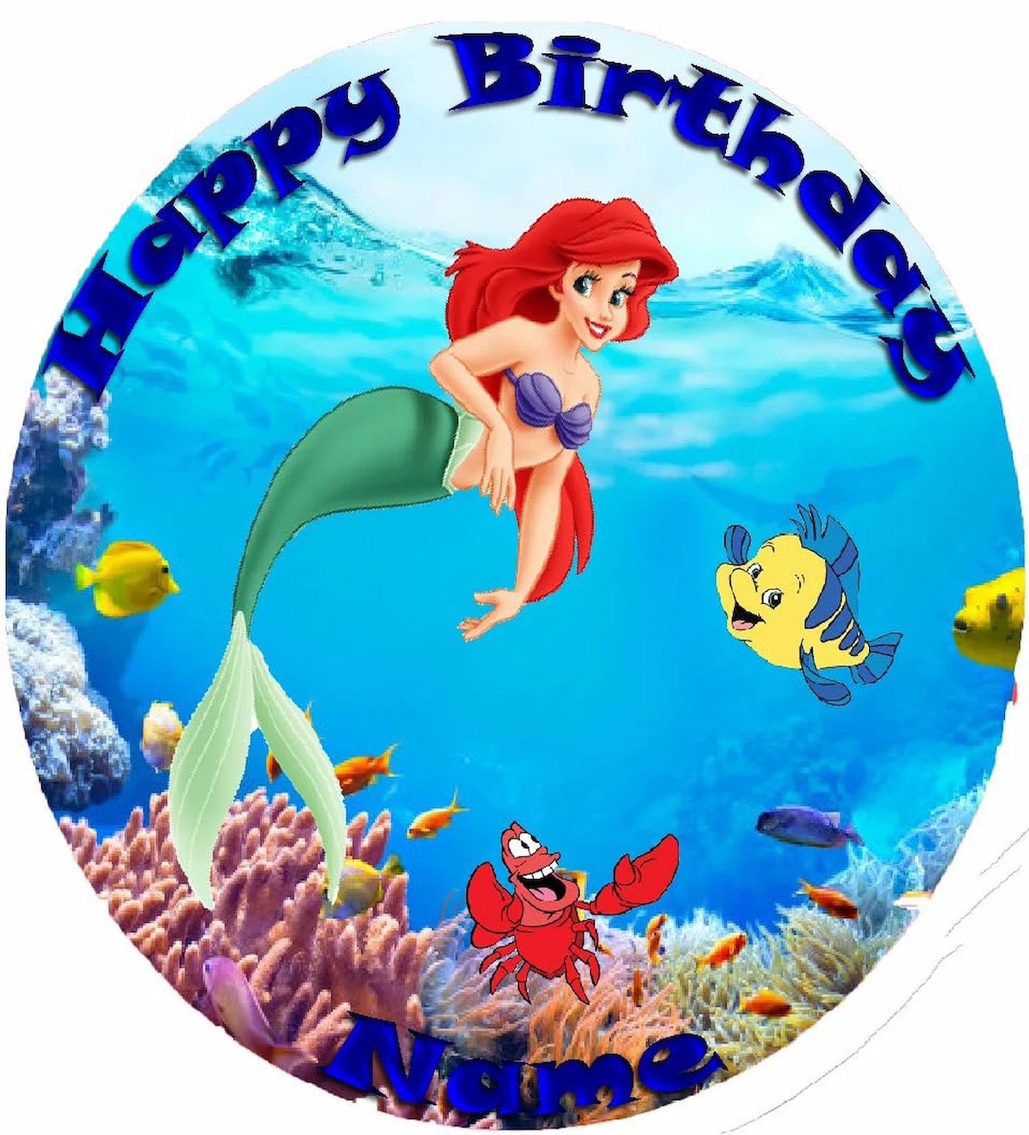 Little Mermaid Edible Icing Images Cake