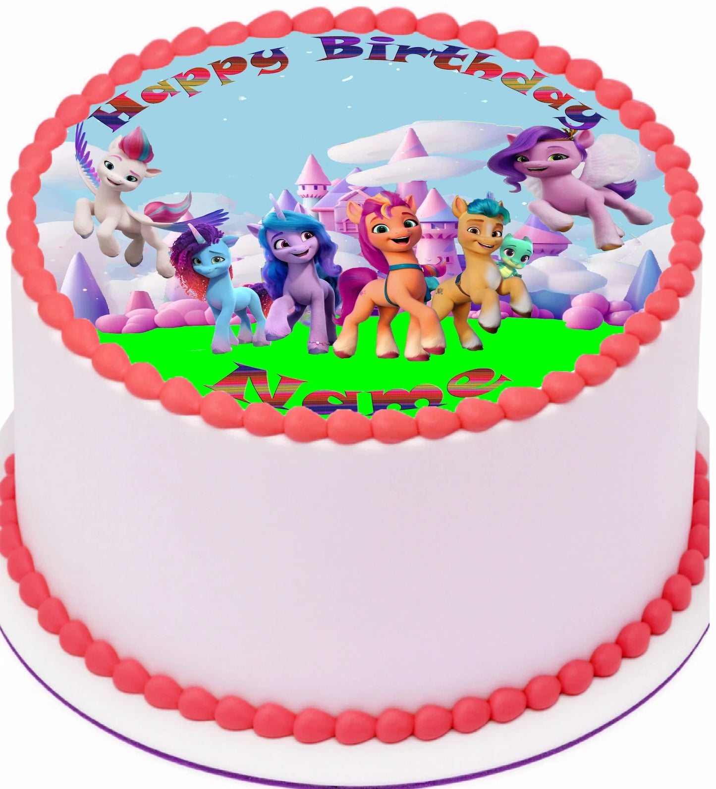 Little Pony Round up for your Birthday Edible Icing Image Cake Topper