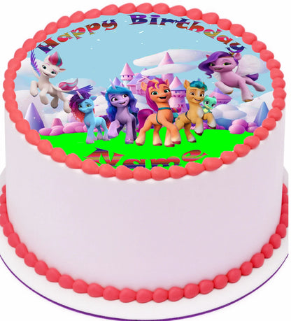 Little Pony Round up for your Birthday Edible Icing Image Cake Topper