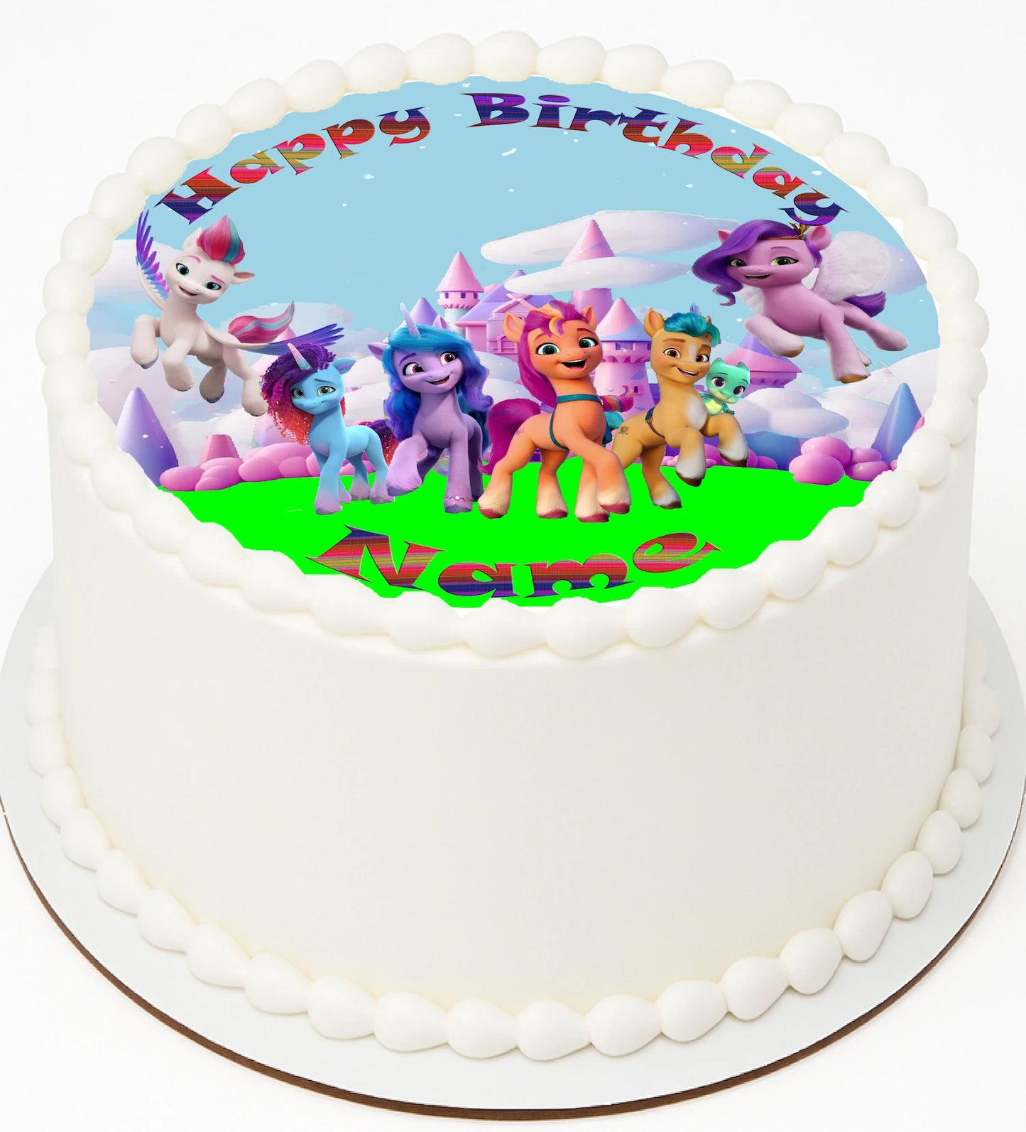 Little Pony Round up on your Birthday Edible Image Cake Topper
