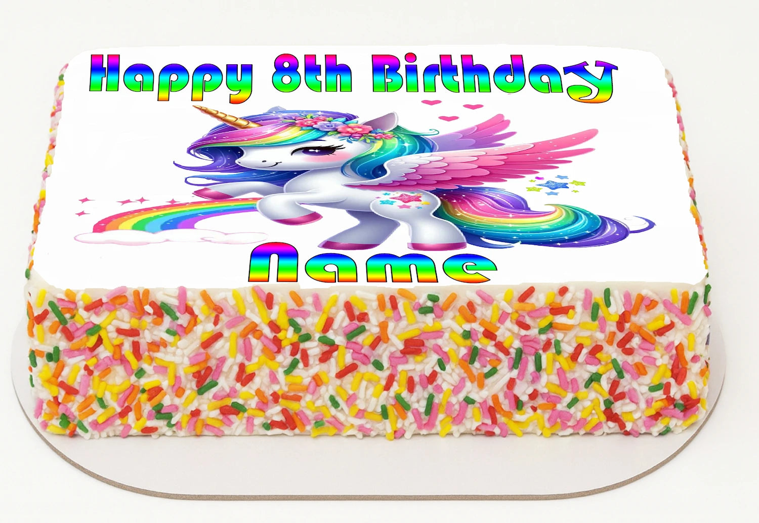 Custom Edible Cake Topper – Unicorn Design – 1/4 Sheet Cake  – Precut Icing Sheet – RA Pape