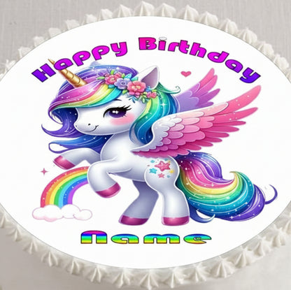 Custom Edible Cake Topper – Unicorn Design – Pre-cut 8" Round Icing Sheet – RA Pape