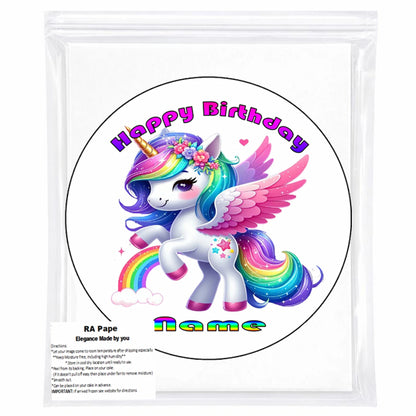 We send you Magical Unicorn Birthday Edible Image Cake Topper –  Precut 8" Icing Sheet – RA Pape Sealed in it's own bag