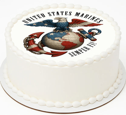 Marine Semper Fi Edible Image Cake Topper