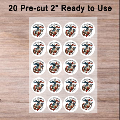 Sheet of 20 pre-cut 2" United States Marine Corps Edible iciing Images