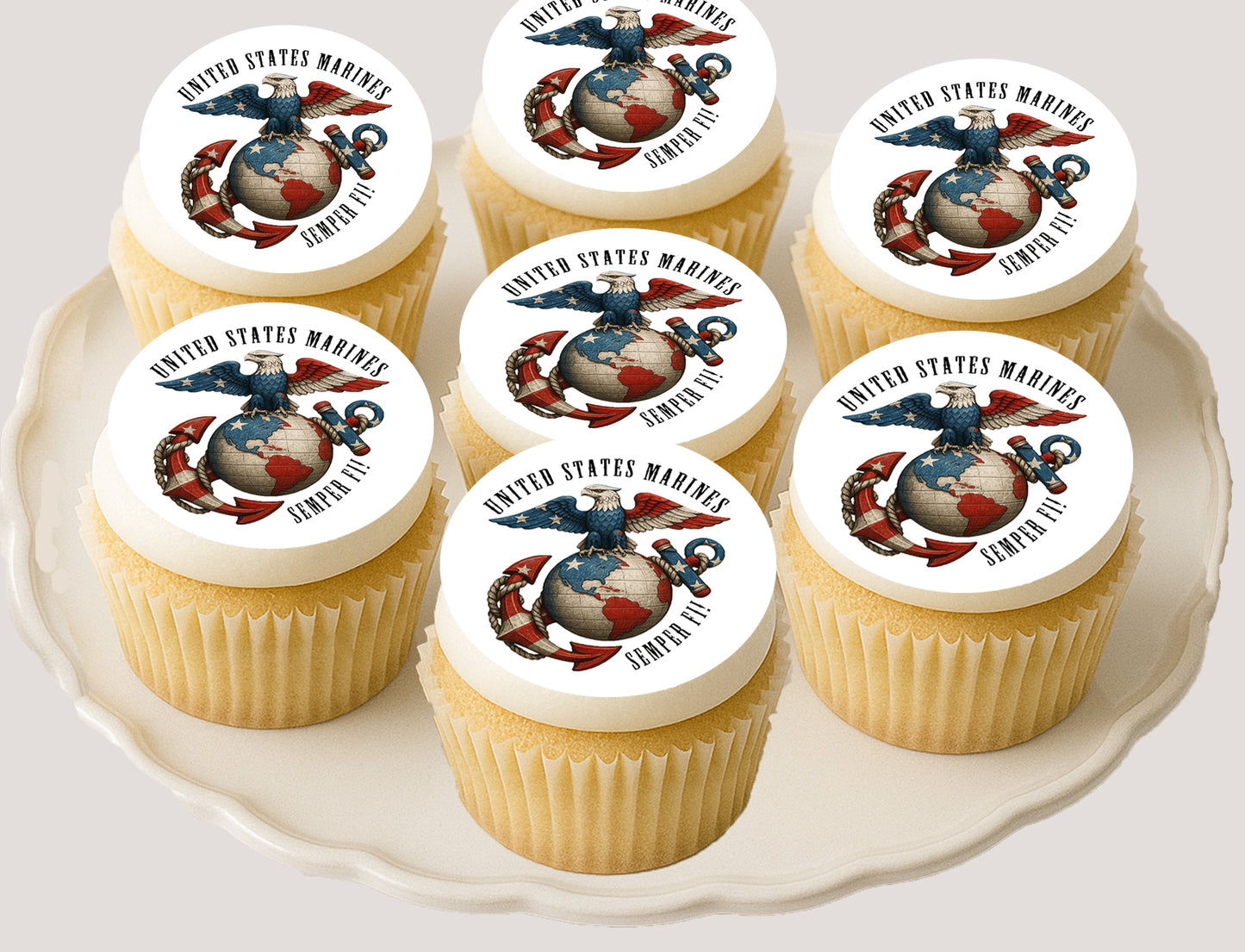 Marine_Semper_Fi_Edible_Image_Cupcake_Topper_Precut_2_Rounds Easy to Use