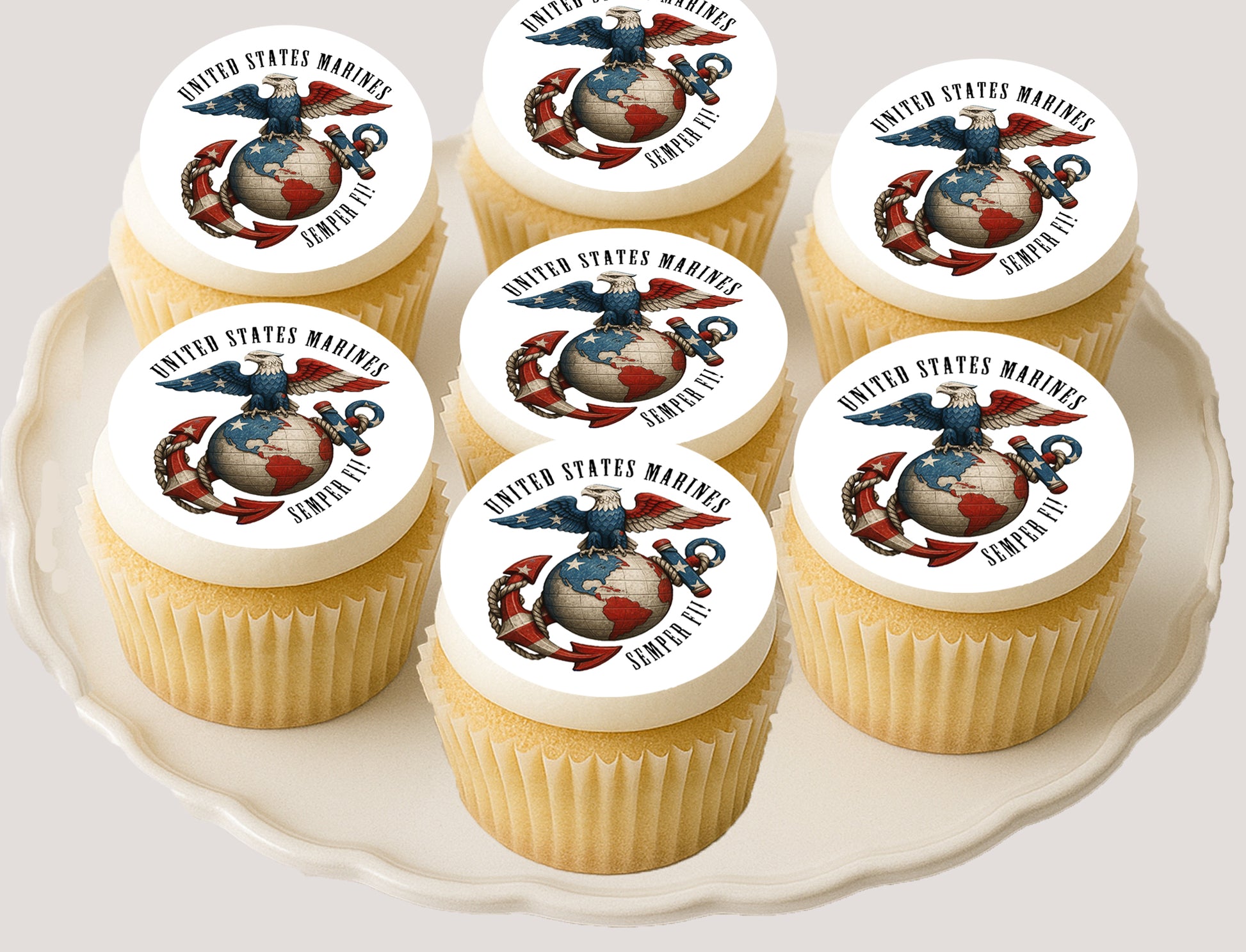 Marine_Semper_Fi_Edible_Image_Cupcake_Topper_Precut_2_Rounds Easy to Use