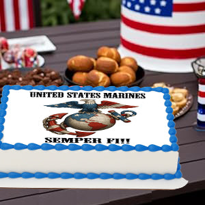 Marine Semper Fi Edible Image Sheet Cake Topper great for any celebration
