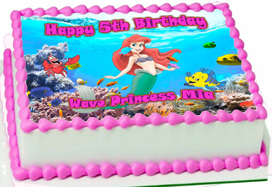 Mermaid Party Under the Sea Edible Image Sheet Cake Topper