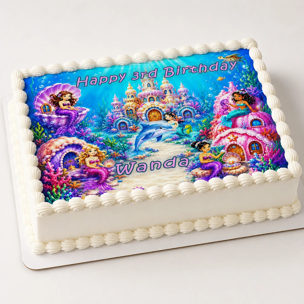Mermaid Under The Sea Birthday Edible Image Cake Topper - 1/4 Icing Sheet - RA Pape Easy to use