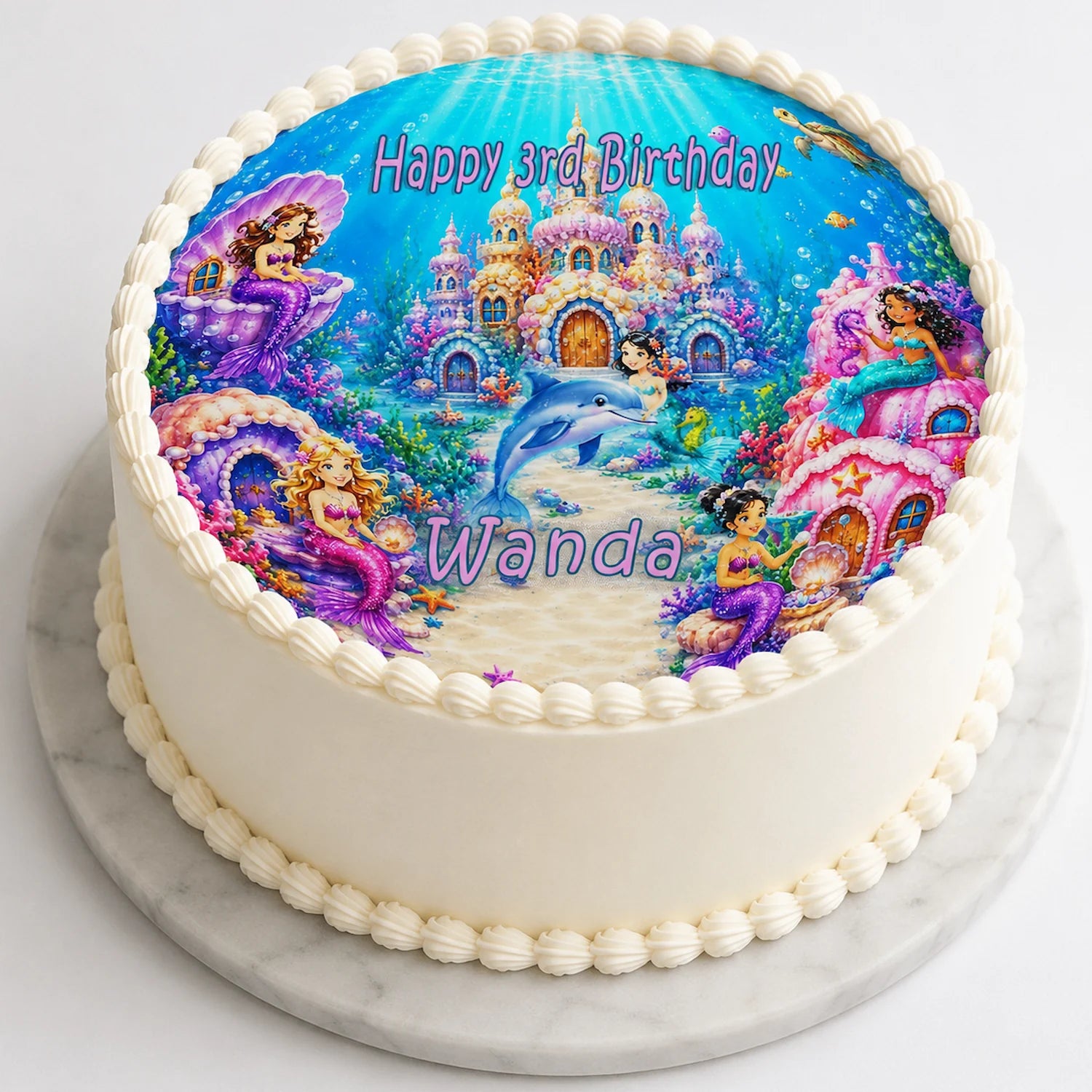 Mermaid Under The Sea Birthday Edible Image Cake Topper - Precut 8" Icing Sheet - RA Pape Easy to use