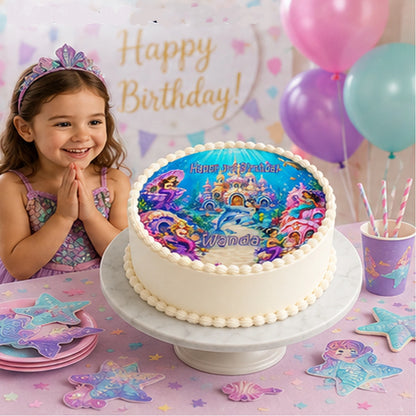 Mermaid Under The Sea Birthday Party Edible Image Cake Topper - Precut 8" Icing Sheet - RA Pape