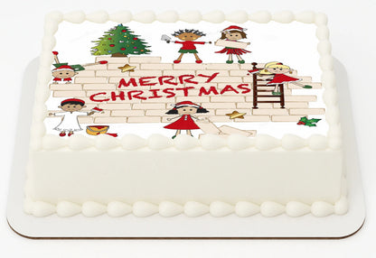 Edible Icing Image Christmas Sheet Cake Topper with Merry Christmas To All themed decoration