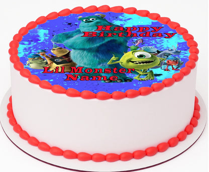 Monsters In Party Mode with Monsters Inc  Edible Icing Images Cake Topper