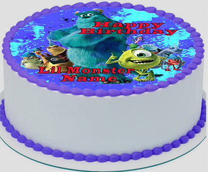 Party with Monsster In Party Mode Edible Icing Image with Custom Name 