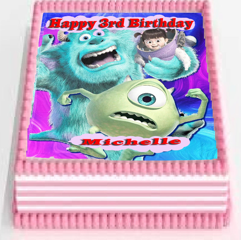 Monsters In party mode for your Birthday Edible Image Sheet Cake Topper