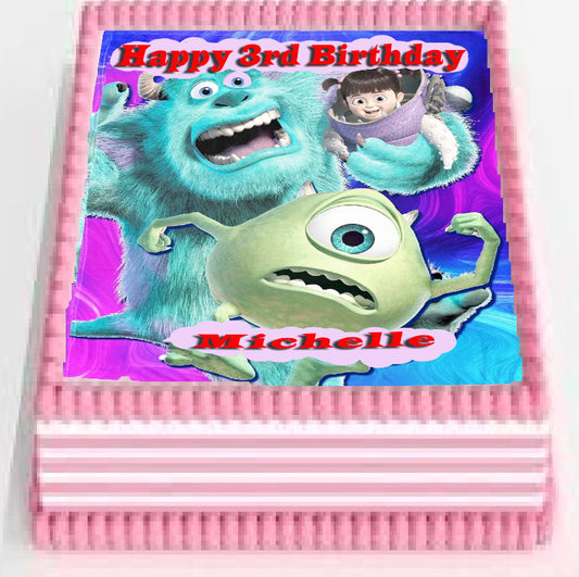 Monsters In party mode for your Birthday Edible Image Sheet Cake Topper