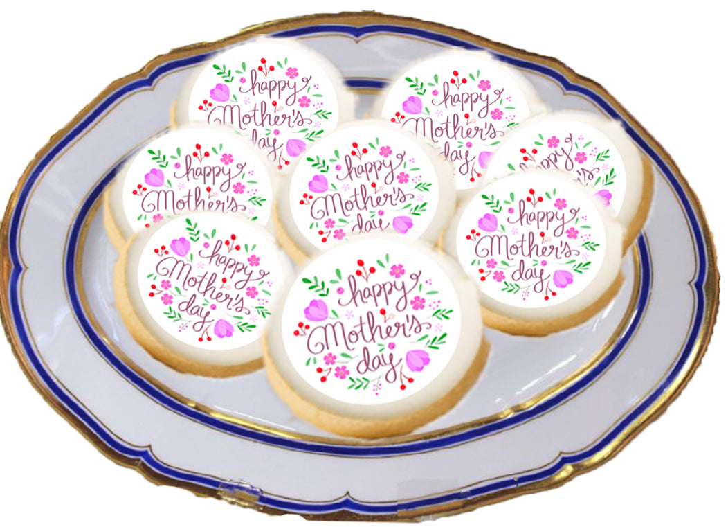 Decorative cookies with 'Happy Mother's Day'Edible Images