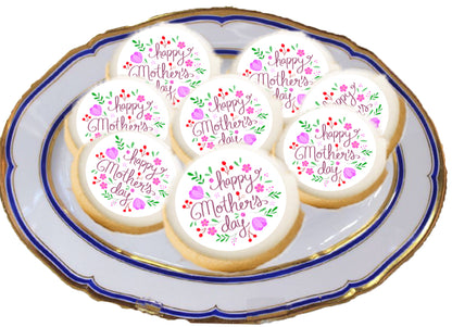Decorative cookies with 'Happy Mother's Day'Edible Images