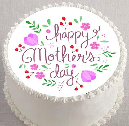 Custom Edible Cake Topper –  Mother's Day Beautiful Design – Pre-cut 8" Round Icing Sheet – RA Pape