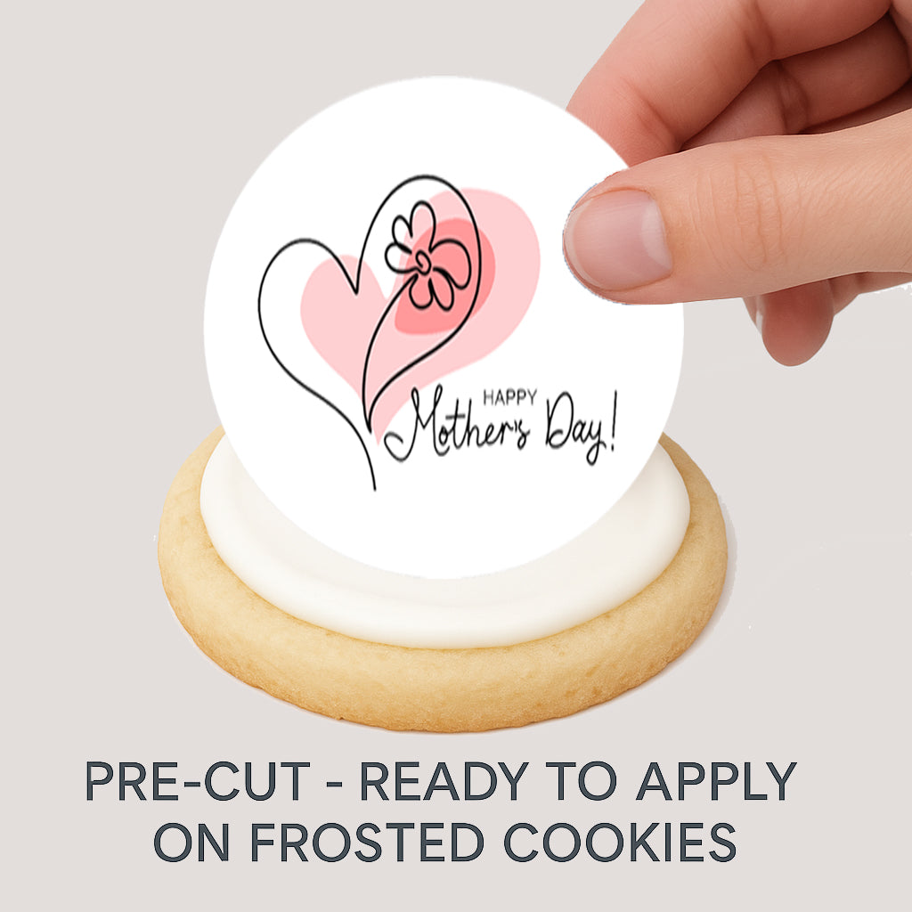 Hand Appling Mother's Day Heart Edible Image Cupcake Toppers